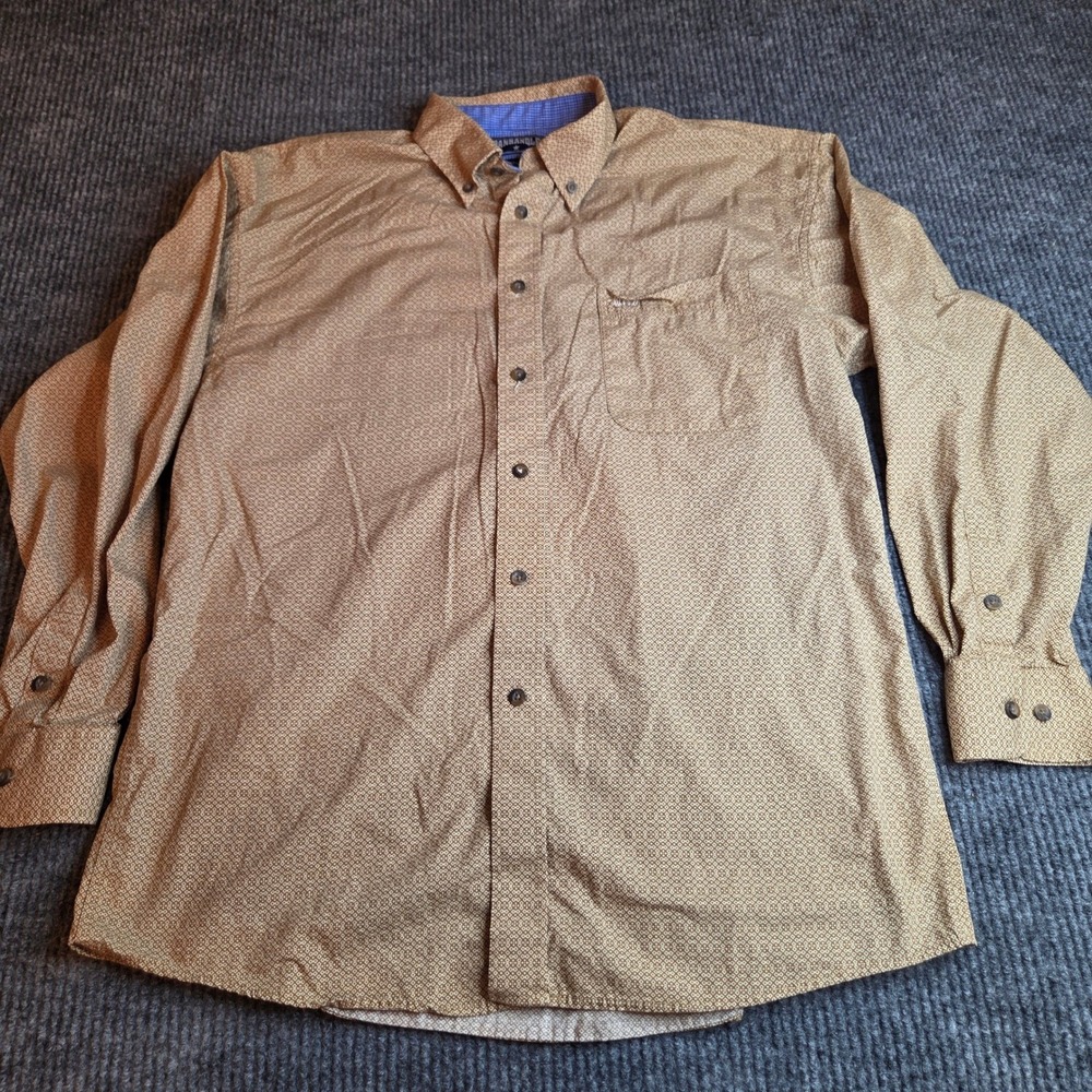 Panhandle Slim Mens Tan Geometric Diamond Print Cotton Button Down‎ Shirt M